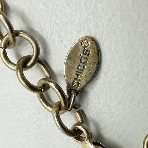 Chicos Hammered Chain Link Statement Necklace Gold Tone ✨ - Picture 9 of 9